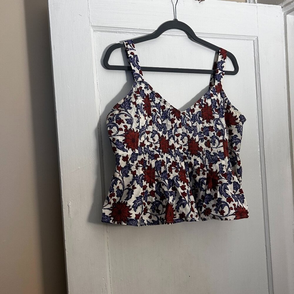 Anthropologie Let me Be Tank Top, Floral Print Peplum